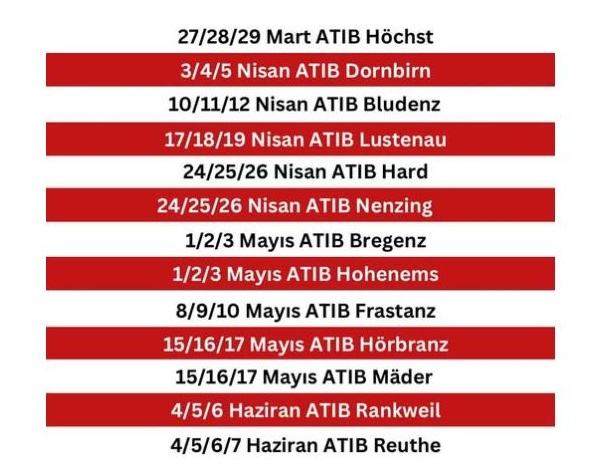 ATİB 2026 Yılı Kermes Tarihleri